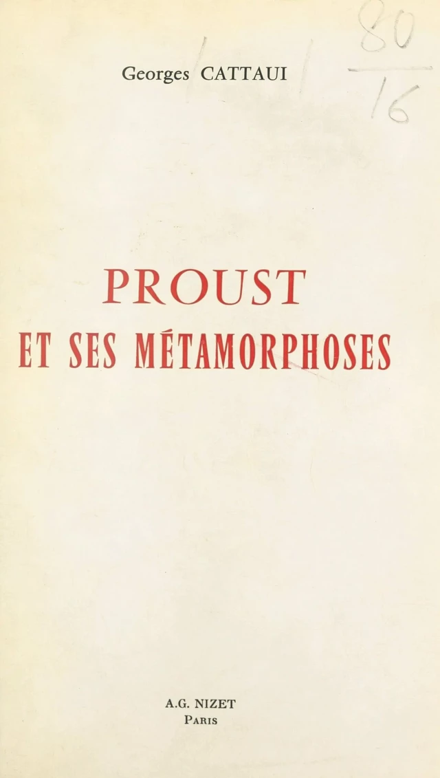 Proust et ses métamorphoses - Héli-Georges Cattaui - FeniXX réédition numérique