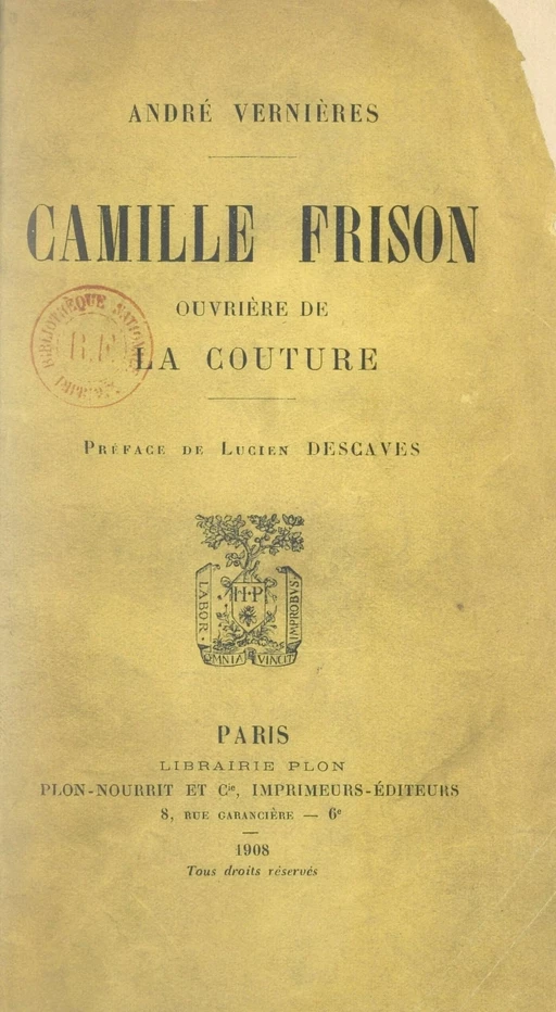 Camille Frison - André Vernières - FeniXX réédition numérique