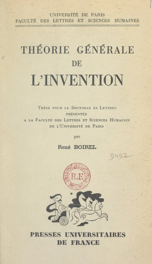 Théorie générale de l'invention - René Boirel - FeniXX réédition numérique