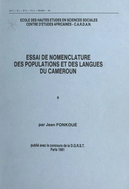 Essai de nomenclature des populations et des langues du Cameroun (1)