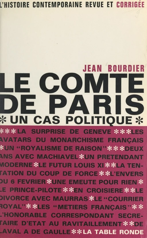 Le Comte de Paris, un cas politique - Jean Bourdier - FeniXX rédition numérique