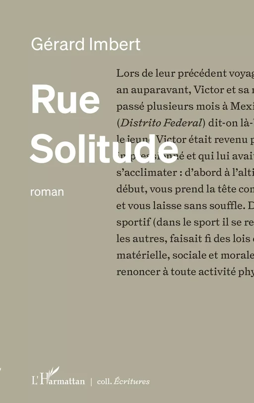 Rue Solitude - Gérard Imbert - Editions L'Harmattan