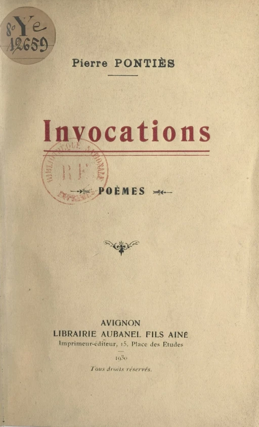 Invocations - Pierre Ponties - FeniXX réédition numérique