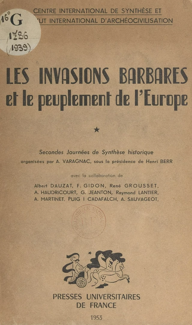 Les invasions barbares et le peuplement de l'Europe (1) - Henri Berr - FeniXX réédition numérique