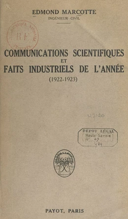 Communications scientifiques et faits industriels de l'année