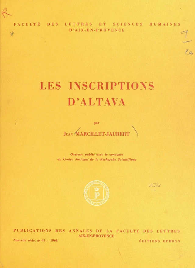 Les inscriptions d'Altava - Jean Marcillet-Jaubert - FeniXX réédition numérique