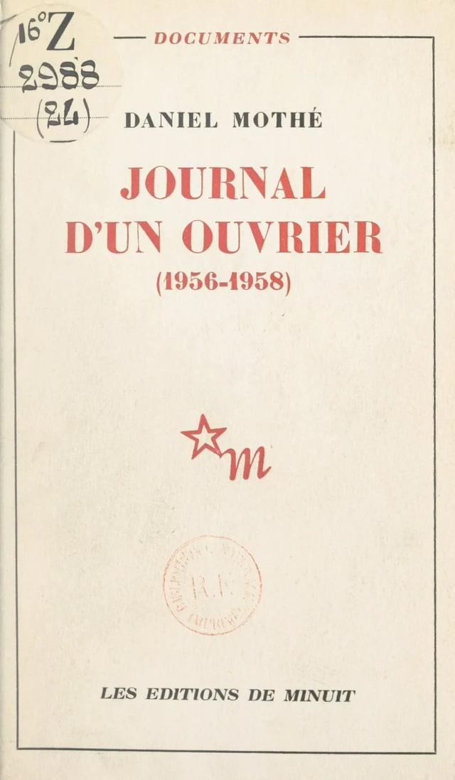 Journal d'un ouvrier - Daniel Mothé - FeniXX rédition numérique