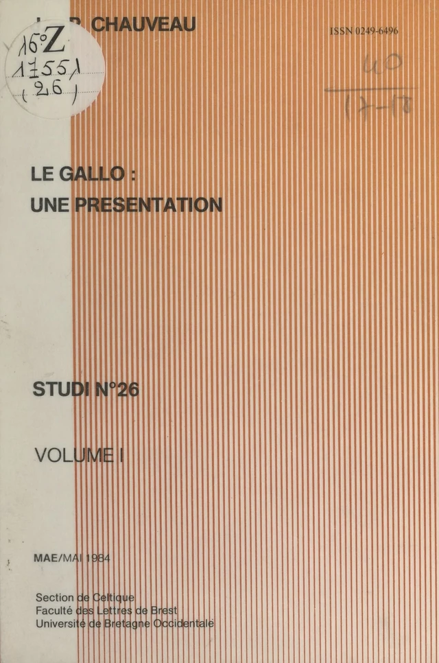 Le gallo : une présentation (1) - Jean-Paul Chauveau - FeniXX rédition numérique