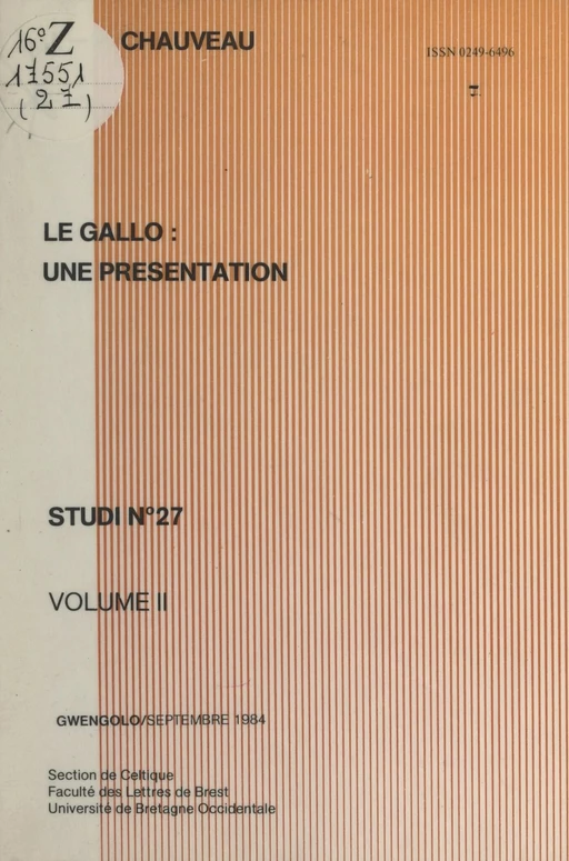 Le gallo : une présentation (2) - Jean-Paul Chauveau - FeniXX rédition numérique