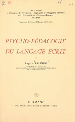 Psycho-pédagogie du langage écrit