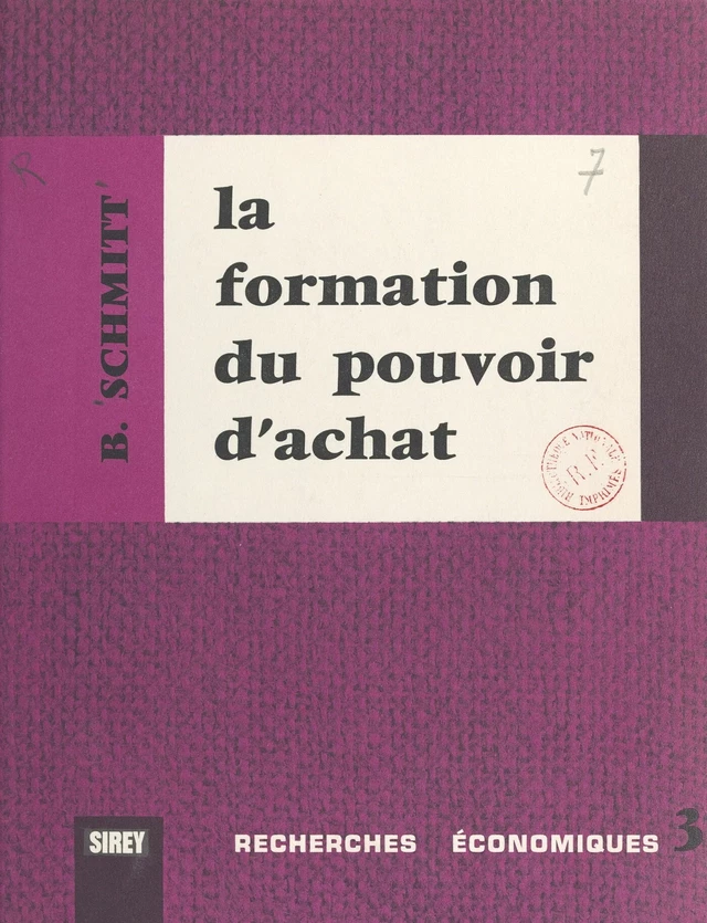 La formation du pouvoir d'achat - Bernard Schmitt - FeniXX rédition numérique