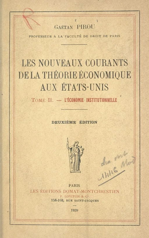 Les nouveaux courants de la théorie économique aux États-Unis (2) - Gaëtan Pirou - FeniXX réédition numérique