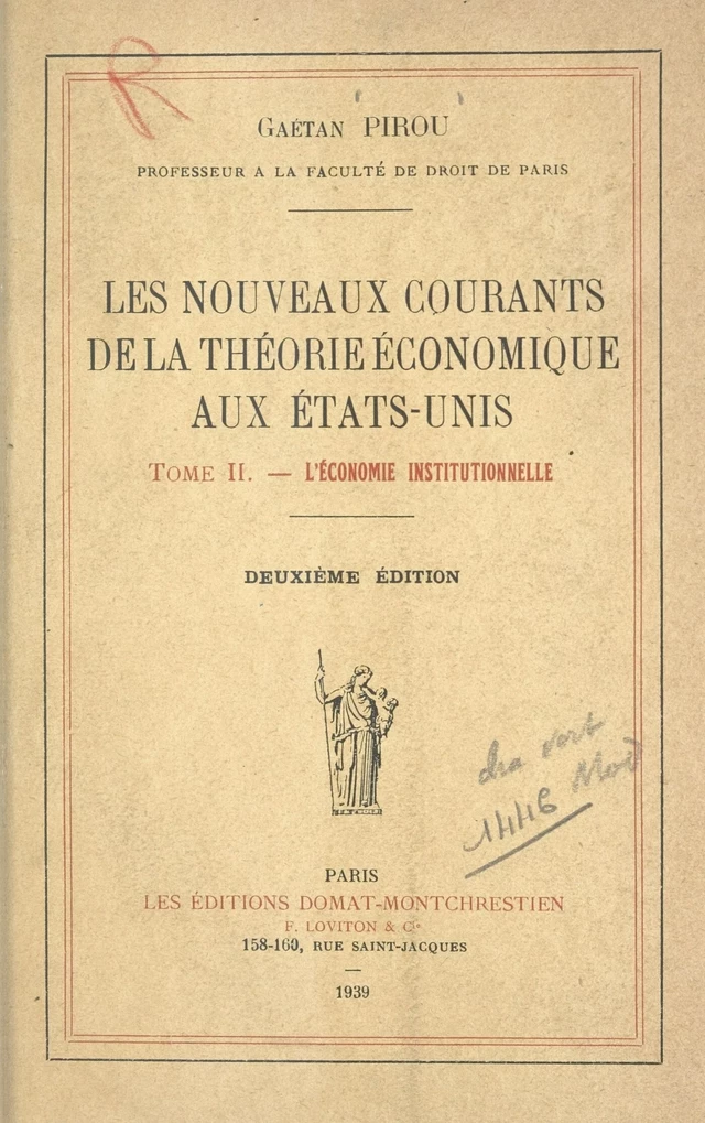 Les nouveaux courants de la théorie économique aux États-Unis (2) - Gaëtan Pirou - FeniXX réédition numérique