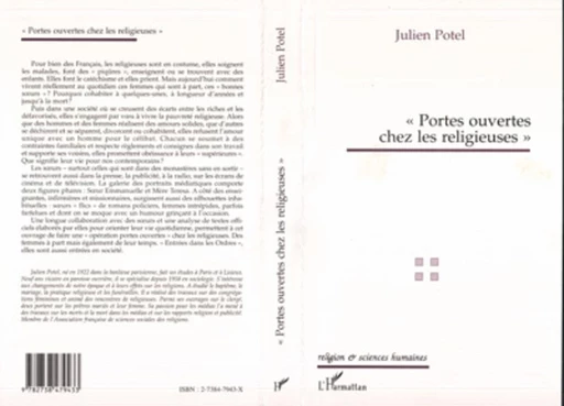 "Portes ouvertes" chez les religieuses - Julien Potel - Editions L'Harmattan