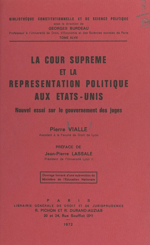 La Cour suprême et la représentation politique aux États-Unis - Pierre Vialle - FeniXX rédition numérique