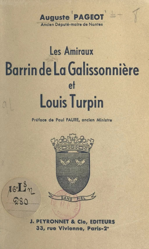 Les amiraux Barrin de La Galissonnière et Louis Turpin - Auguste Pageot - FeniXX rédition numérique