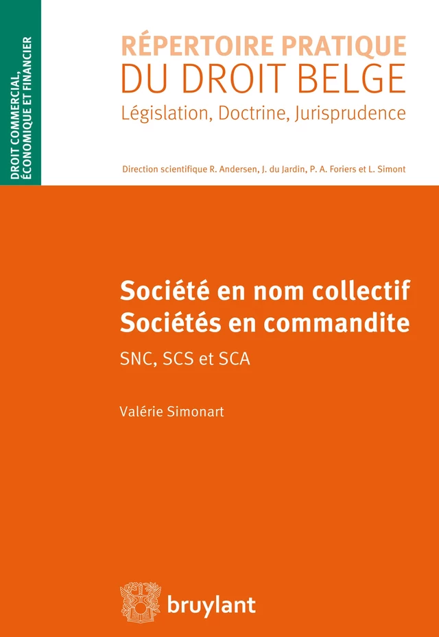 Sociétés en nom collectif et sociétés en commandite - Valérie Simonart - Bruylant