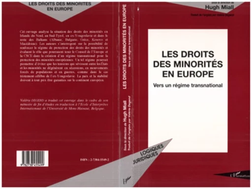 Les droits des minorités en Europe -  - Editions L'Harmattan