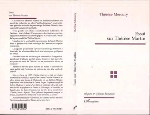 Essai sur Thérèse Martin - Thérèse Mercury - Editions L'Harmattan