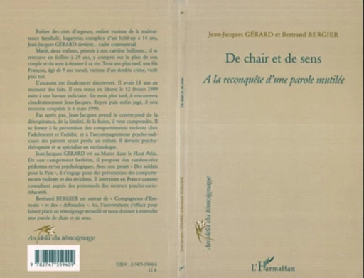 DE CHAIR ET DE SENS - Jean-Jacques Gérard, Bertrand Bergier - Editions L'Harmattan