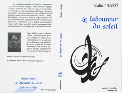 Le laboureur du soleil - Tahar Bekri - Editions L'Harmattan