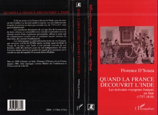 Quand la France découvrit l'Inde - Florence D'Souza - Editions L'Harmattan