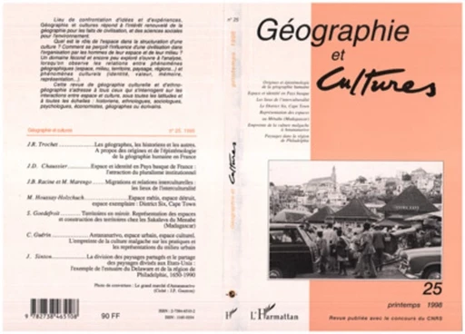 GEOGRAPHIE ET CULTURES N° 25 -  - Editions L'Harmattan