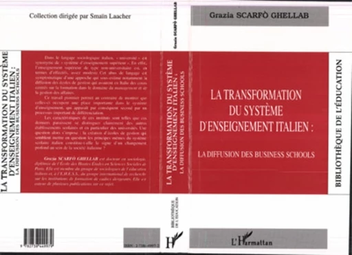 Transformation du système d'enseignement italien: la diffusion des business schools - Grazia Scarrfo Ghellab - Editions L'Harmattan