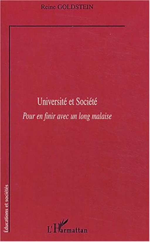 Université et Société - Reine Goldstein - Editions L'Harmattan