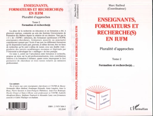 Enseignants, formateurs et recherche(s) en IUFM 2 -  - Editions L'Harmattan