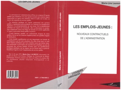 LES EMPLOIS-JEUNES : Nouveaux contractuels de l'administration - Marie-Line Laurent - Editions L'Harmattan