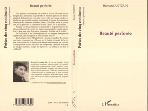 Beauté perforée - Bernard Anton - Editions L'Harmattan