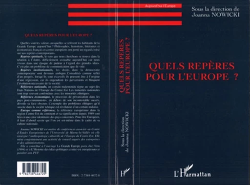 Quels repères pour l'Europe ? - Joanna Nowicki - Editions L'Harmattan