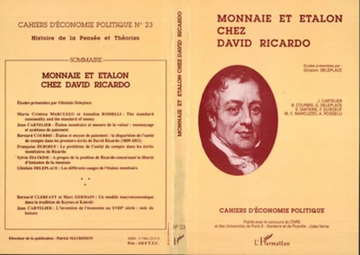 Monnaie et étalon chez David Ricardo -  - Editions L'Harmattan