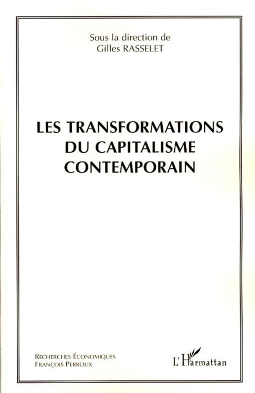 Les transformations du capitalisme contemporain -  - Editions L'Harmattan