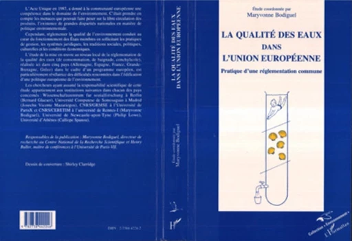 La qualité des eaux dans l'Union Européenne - Maryvonne Bodiguel - Editions L'Harmattan