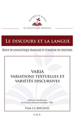 Varia, Variations textuelles et variétés discursives