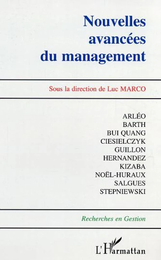 Nouvelles avancées du management - Luc Marco - Editions L'Harmattan