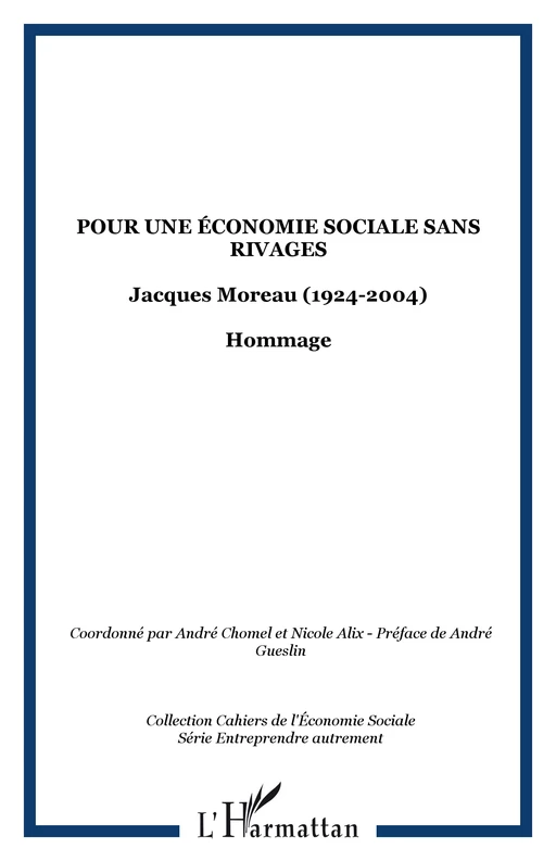 Pour une économie sociale sans rivages -  - Editions L'Harmattan