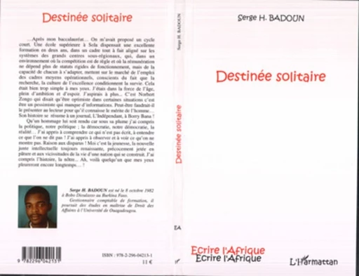 Destinée solitaire - Serge Badoun - Editions L'Harmattan