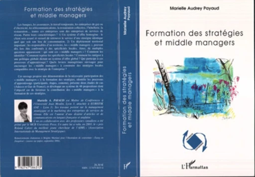 Formation des stratégies et middle managers - Marielle Audrey PAYAUD - Editions L'Harmattan