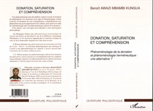 Donation, saturation et compréhension - Benoit Elie Awazi Mbambi Kungua - Editions L'Harmattan