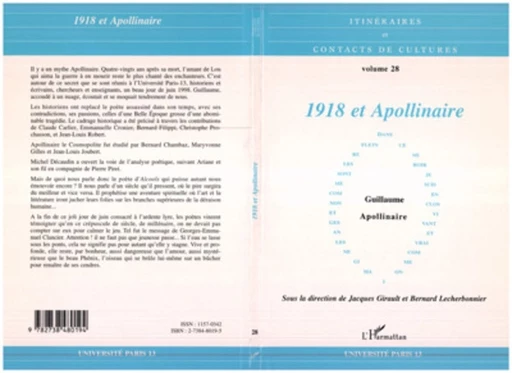 1918 et Apollinaire - Bernard Lecherbonnier, Jacques Girault - Editions L'Harmattan