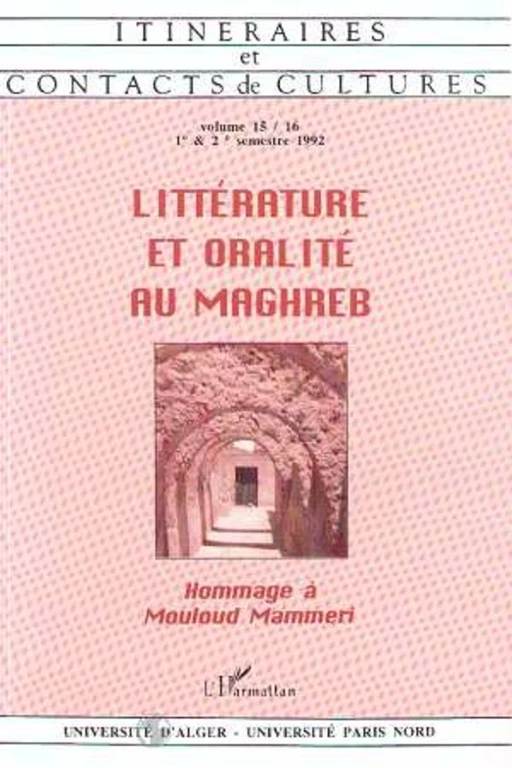 Littérature et oralité au Maghreb (n°15-16) - Charles Bonn - Editions L'Harmattan