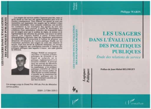 Les usagers dans l'évaluation des politiques publiques - Philippe Warin - Editions L'Harmattan