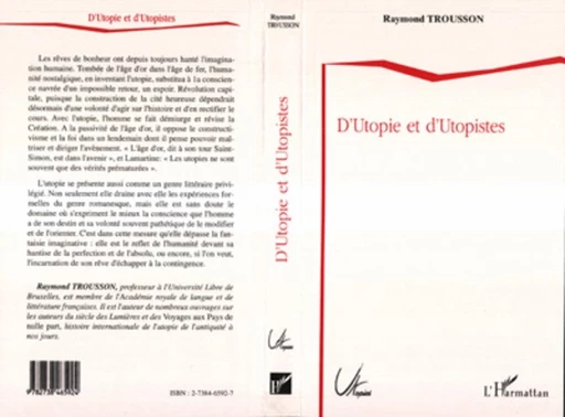 D'utopie et d'utopistes - Raymond Trousson - Editions L'Harmattan