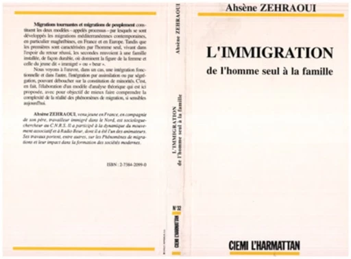 L'immigration : de l'homme seul à la famille - Ahsène Zeraoui - Editions L'Harmattan