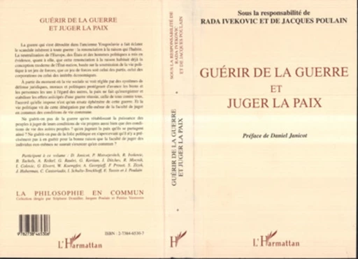 Guérir de la Guerre et Juger la Paix - Rada Ivekovi&#263;, Jacques Poulain - Editions L'Harmattan