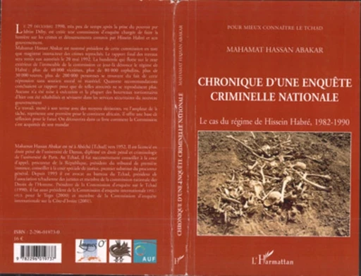 Chronique d'une enquête criminelle nationale - Mahamat Hassan Abakar - Editions L'Harmattan