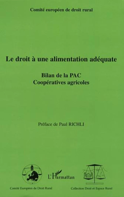 Le droit à une alimentation adéquate -  - Editions L'Harmattan